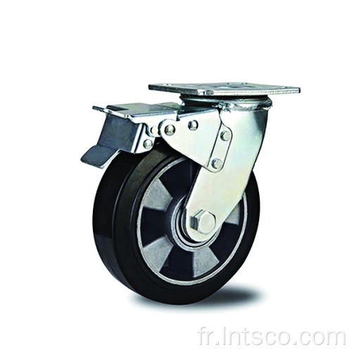 Caoutchouc robuste sur roulettes de frein totaux en aluminium
